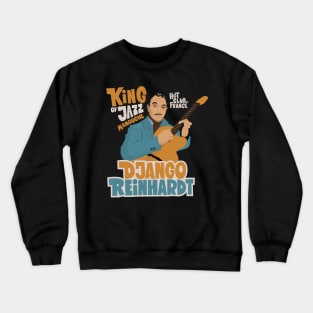 Django Reinhardt: A Jazz Guitar Legend Brought to Life with this Captivating Illustration. Crewneck Sweatshirt